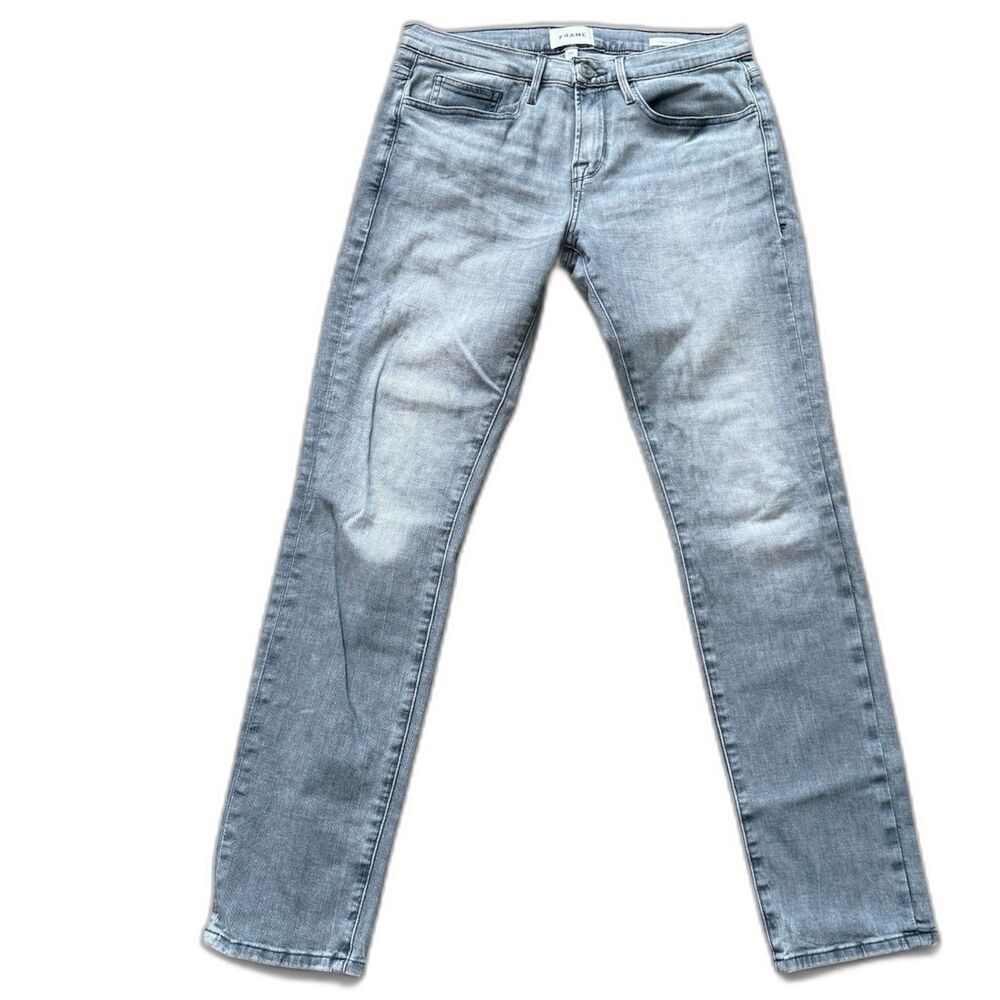 FRAME L'Homme Slim Jeans Men's 30x33 Light Wash Denim Blue LMH1786 USA Organic